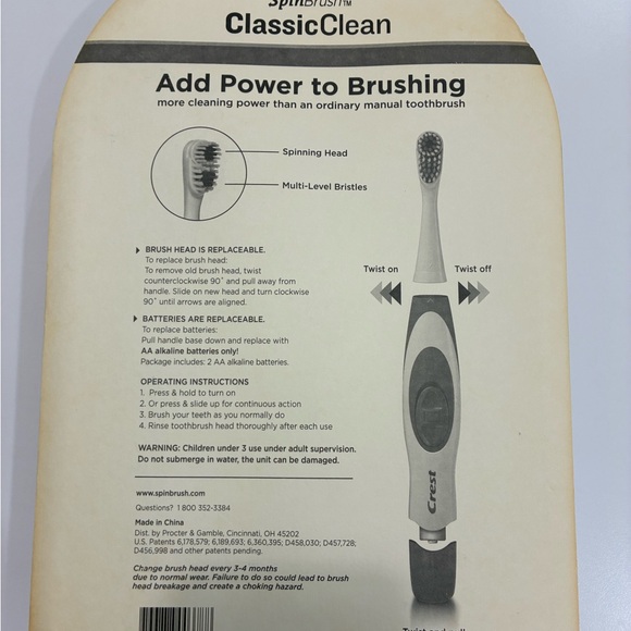 Crest ClassicClean Electric Spin Toothbrush Set - Teal Violet with extra brushes - Picture 6 of 7